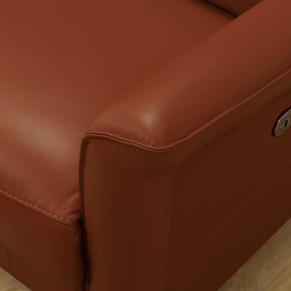 3人掛け左電動リクライニングソファ 本革(一部合成皮革)タイプ (チェリーブ セミアニリン革タイプ SK BR) 19枚目画像