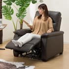 1人掛け電動リクライニングソファ 本革(一部合成皮革)タイプ (Nビリーバ2 DBR) 10枚目画像