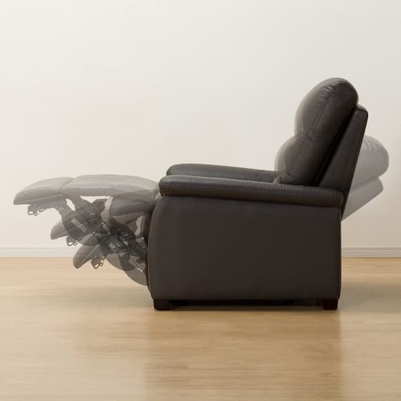 1人掛け電動リクライニングソファ 本革(一部合成皮革)タイプ (Nビリーバ2 DBR) 14枚目画像