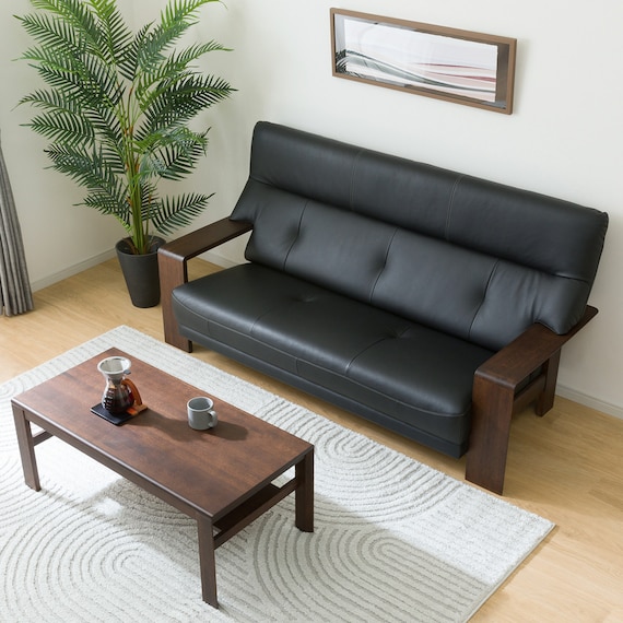 3人掛けソファ 本革(一部合成皮革)タイプ (カリモク ダンテ2 W15403K BK554/BR) 2枚目画像