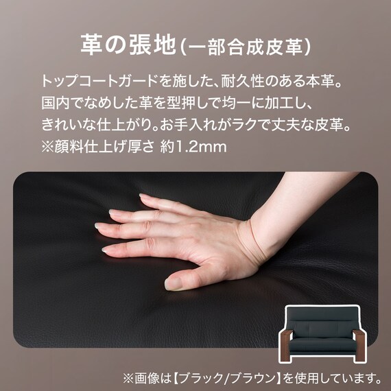 2人掛けワイドソファ 本革(一部合成皮革)タイプ (カリモク ダンテ2 W15412K ルークアンバーGY/BR) 4枚目画像