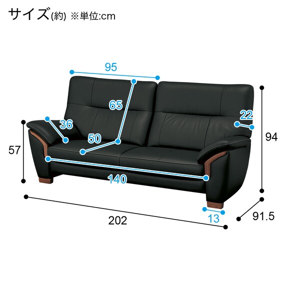 3人掛けソファ 本革(一部合成皮革)タイプ (カリモク KM02 Z19703R 
