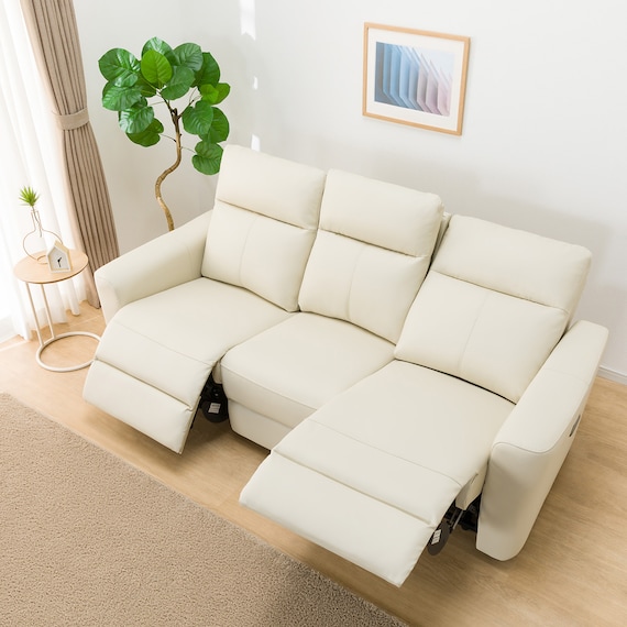 3人掛け電動リクライニングソファ 本革(一部合成皮革)タイプ (UM01 2モーター IV) 7枚目画像