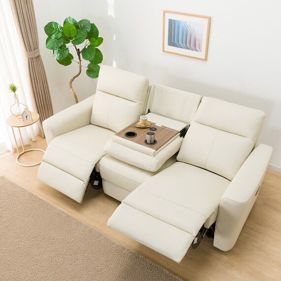 3人掛け電動リクライニングソファ 本革(一部合成皮革)タイプ (UM01 2モーター IV) 8枚目画像