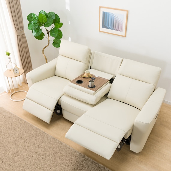 3人掛け電動リクライニングソファ 本革(一部合成皮革)タイプ (UM01 2モーター IV) 8枚目画像