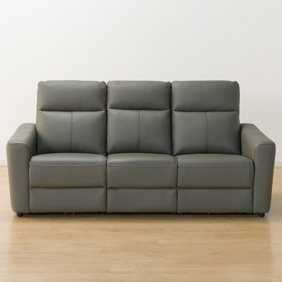 3人掛け電動リクライニングソファ 本革(一部合成皮革)タイプ (UM01 2モーター DGY) 12枚目画像