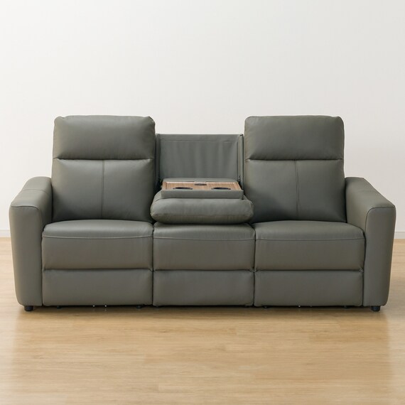 3人掛け電動リクライニングソファ 本革(一部合成皮革)タイプ (UM01 2モーター DGY) 13枚目画像