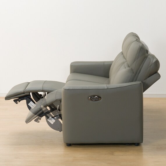 3人掛け電動リクライニングソファ 本革(一部合成皮革)タイプ (UM01 2モーター DGY) 14枚目画像