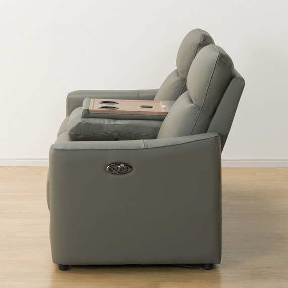 3人掛け電動リクライニングソファ 本革(一部合成皮革)タイプ (UM01 2モーター DGY) 15枚目画像