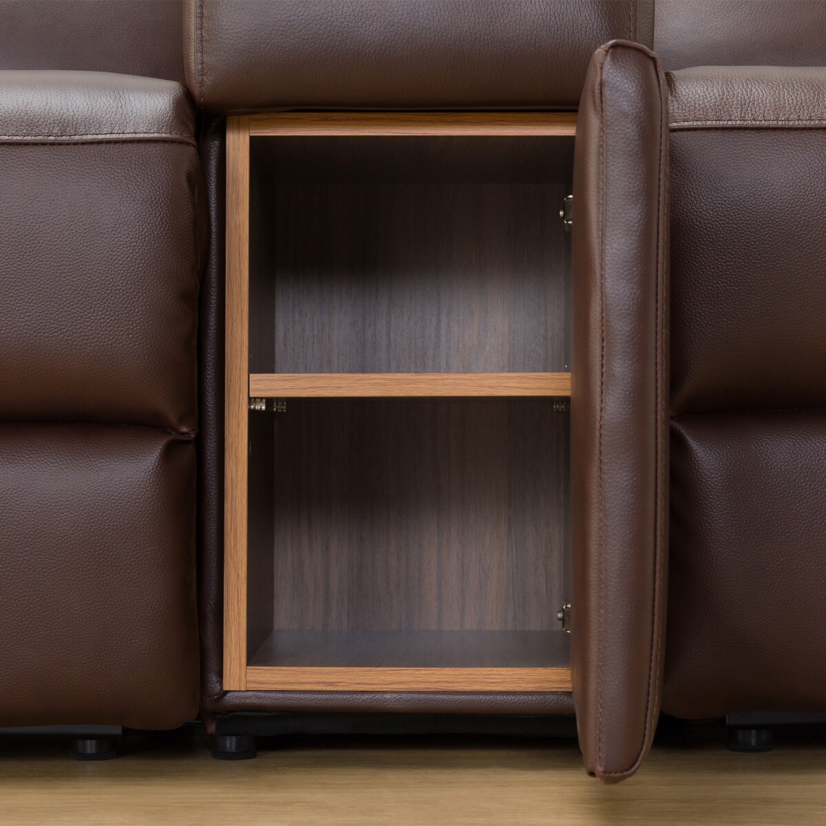 2人掛け電動リクライニングワイドソファ 収納ユニット付き 本革(一部