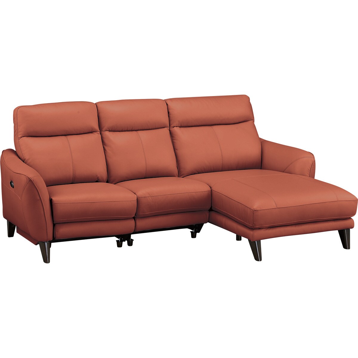 オリエンタルなカウチソファ 電動カウチソファ 本革(一部合成皮革)タイプ (アネーロ 左カウチ