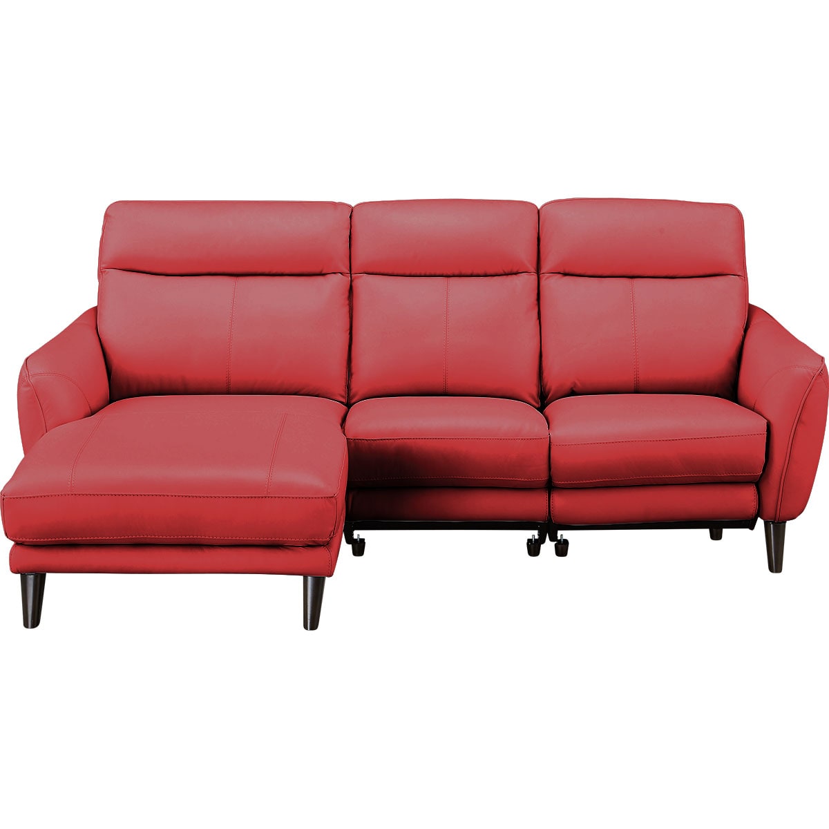 電動カウチソファ 本革(一部合成皮革)タイプ (アネーロ 右カウチ