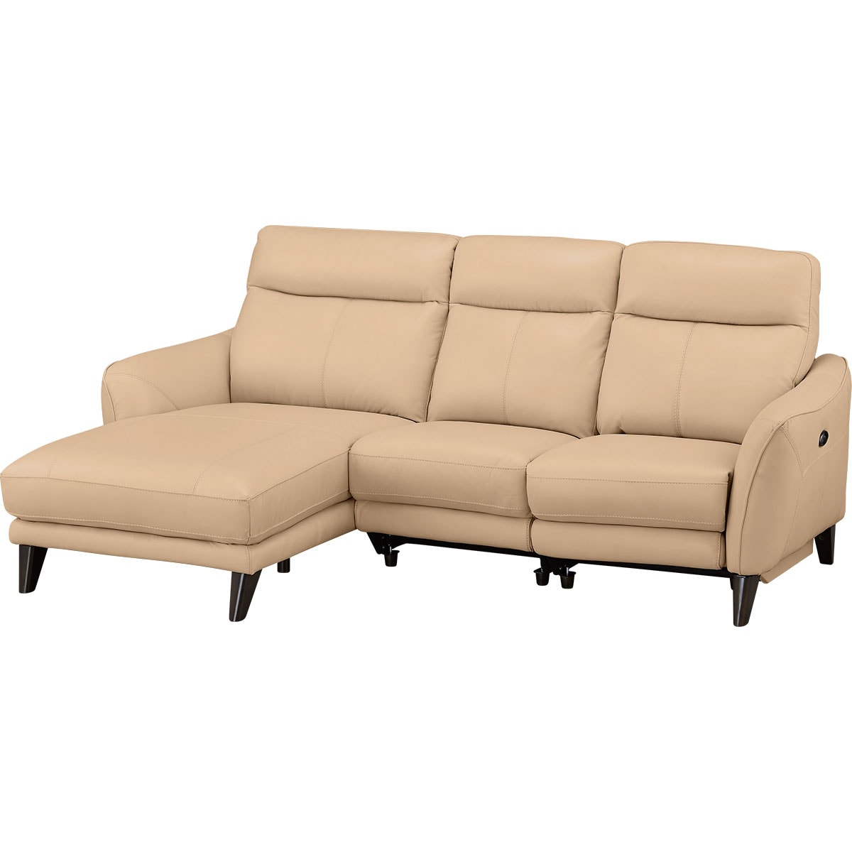 電動カウチソファ 本革(一部合成皮革)タイプ (アネーロ 右カウチ