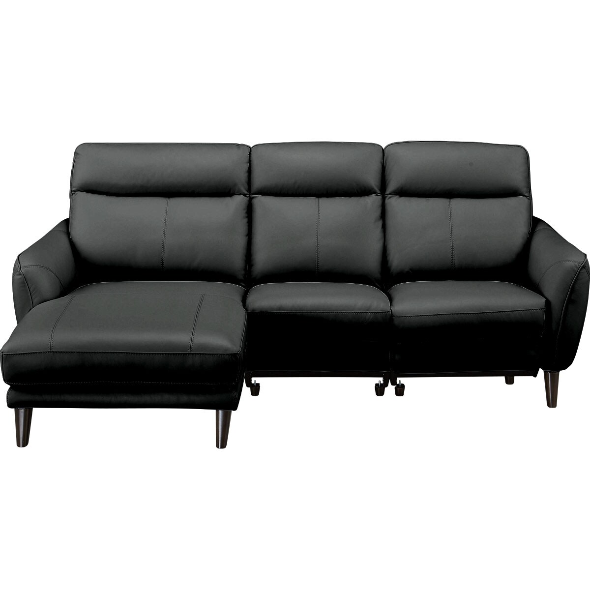 電動カウチソファ 本革(一部合成皮革)タイプ (アネーロ 右カウチ