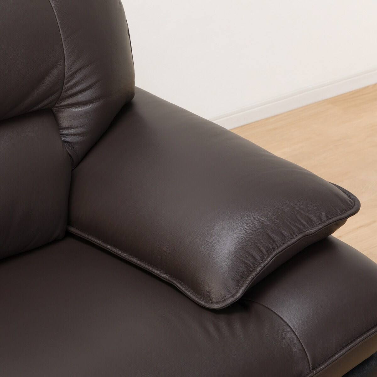 2人掛けワイドソファ 本革(一部合成皮革)タイプ (ロゾKD DBR) | ニトリ