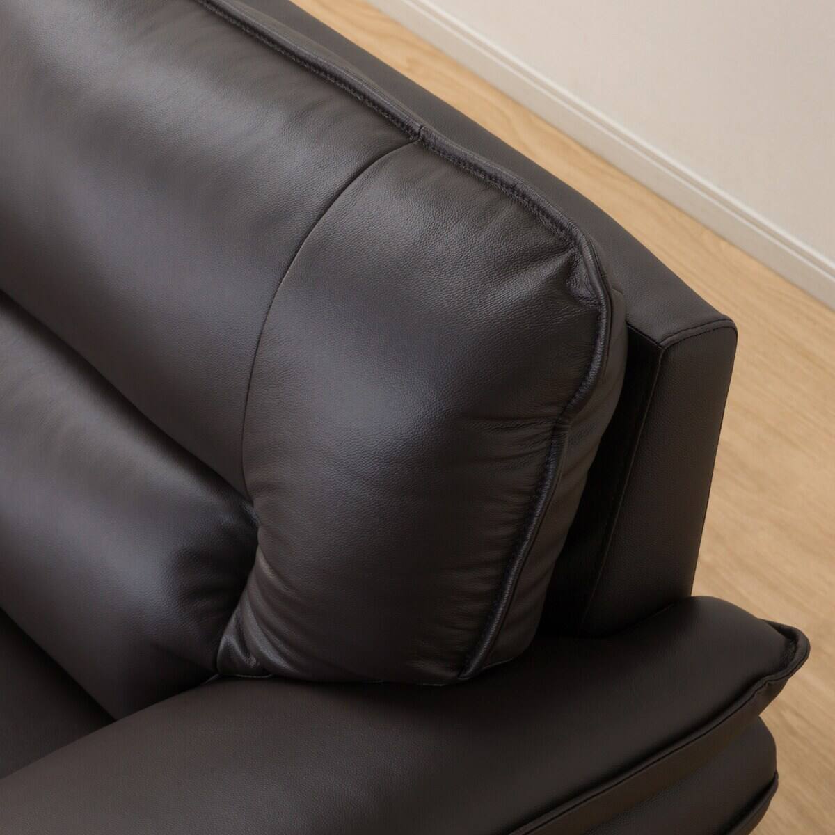 コーナーソファ ヘッドレスト付き 本革(一部合成皮革)タイプ (ロゾKD