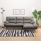 コーナーソファ ヘッドレスト付き 本革(一部合成皮革)タイプ (ロゾKD 左カウチ DGY) 5枚目画像