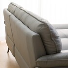 コーナーソファ ヘッドレスト付き 本革(一部合成皮革)タイプ (ロゾKD 左カウチ DGY) 14枚目画像