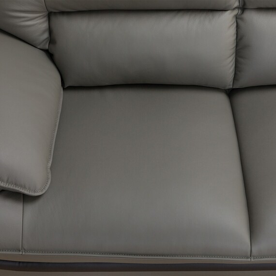 コーナーソファ ヘッドレスト付き 本革(一部合成皮革)タイプ (ロゾKD 左カウチ DGY) 17枚目画像