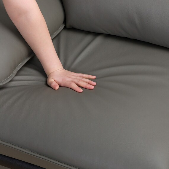 コーナーソファ ヘッドレスト付き 本革(一部合成皮革)タイプ (ロゾKD 左カウチ DGY) 24枚目画像