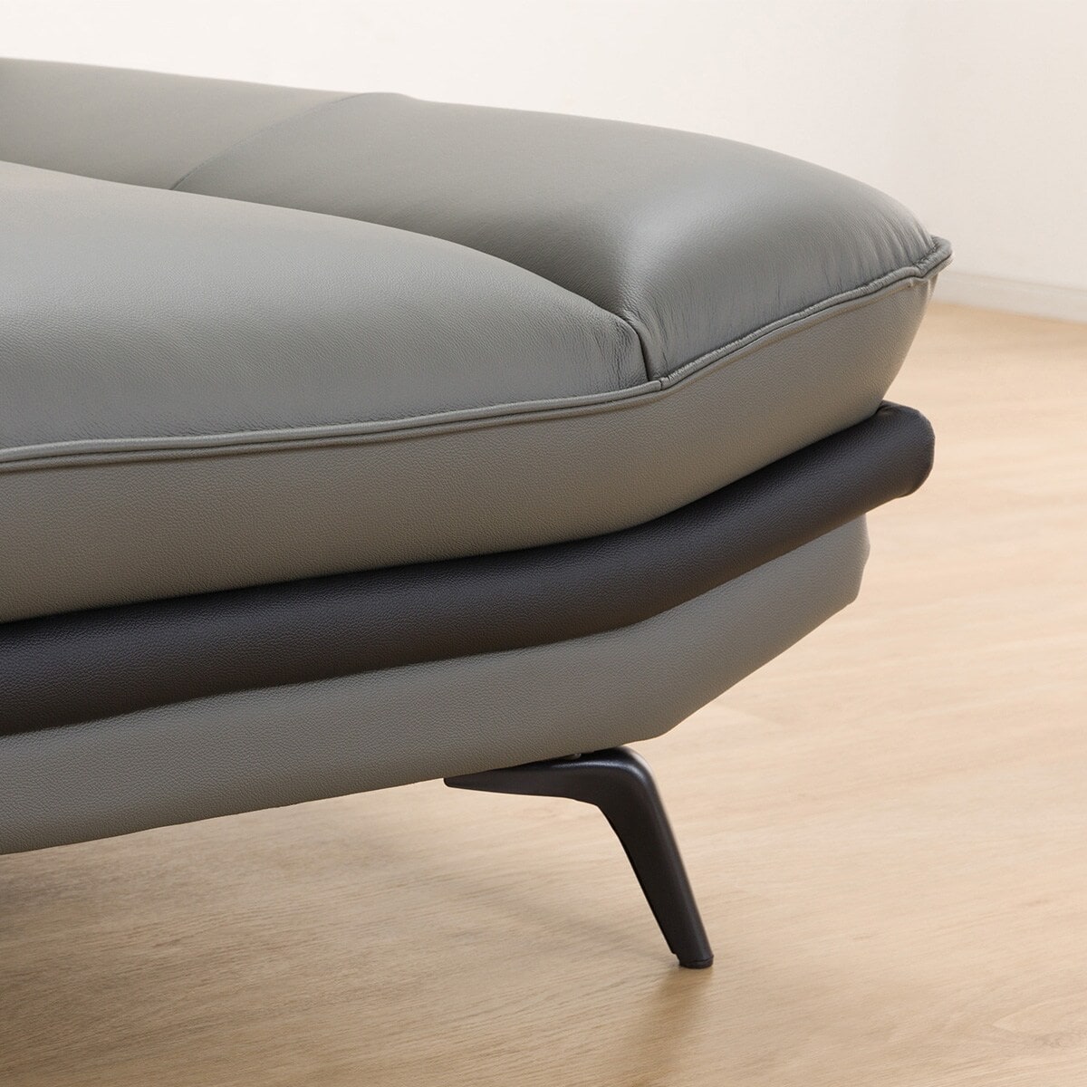 コーナーソファ 本革(一部合成皮革)タイプ (ロゾKD 左カウチ DGY