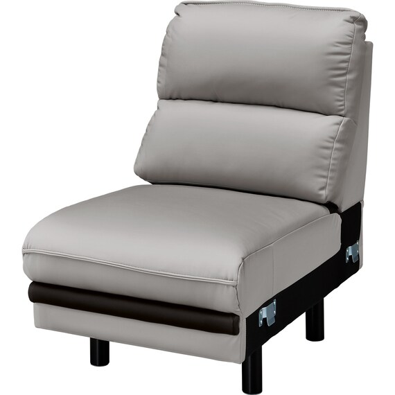 【ロゾKD専用】アームレスソファ 本革(一部合成皮革)タイプ (ロゾKD GY) 1枚目画像