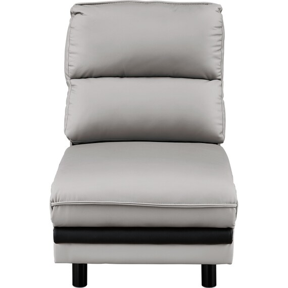 【ロゾKD専用】アームレスソファ 本革(一部合成皮革)タイプ (ロゾKD GY) 2枚目画像