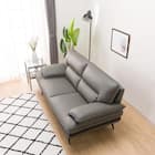 2人掛けワイドソファ ヘッドレスト付き 本革(一部合成皮革)タイプ (ロゾKD DGY) 5枚目画像