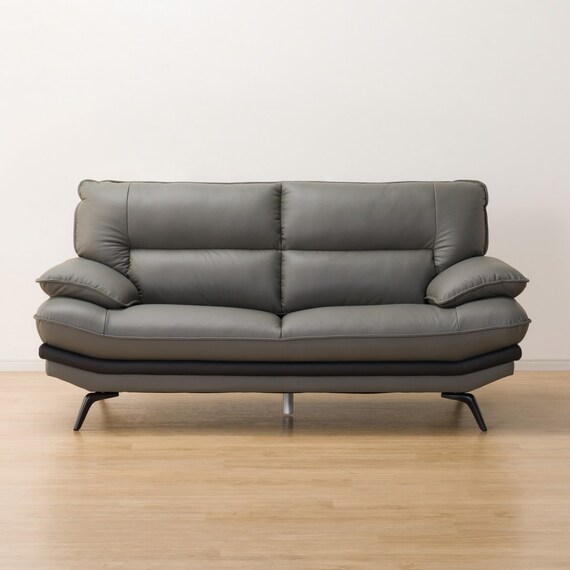 2人掛けワイドソファ ヘッドレスト付き 本革(一部合成皮革)タイプ (ロゾKD DGY) 7枚目画像