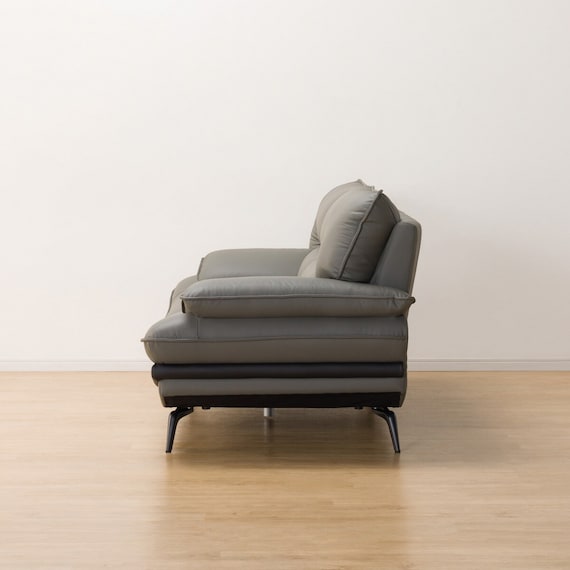 2人掛けワイドソファ ヘッドレスト付き 本革(一部合成皮革)タイプ (ロゾKD DGY) 8枚目画像