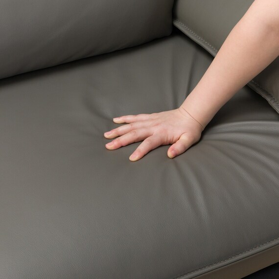 2人掛けワイドソファ ヘッドレスト付き 本革(一部合成皮革)タイプ (ロゾKD DGY) 20枚目画像