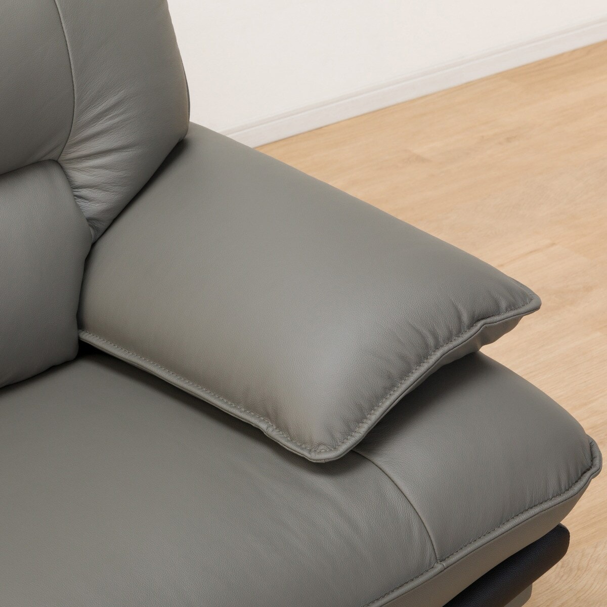 コーナーソファ 本革(一部合成皮革)タイプ (ロゾKD 右カウチ DGY