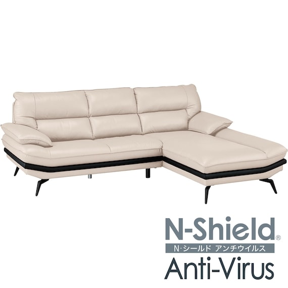 傷・汚れに強い コーナーソファ 合皮タイプ (ロゾKD NS 左カウチ BE) 1枚目画像