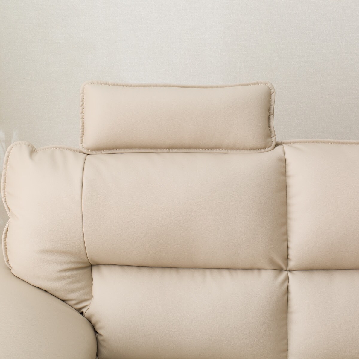 ニトリ　ベージュ　3人掛けソファ ヘッドレスト 傷・汚れに強い 3人掛けソファヘッドレスト付き 合皮タイプ (ロゾKD N