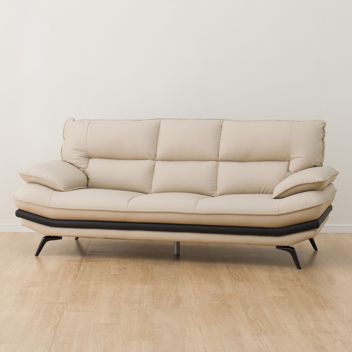 【美品！破格！：ニトリ】3人用ソファ ヘッドレスト付き(ロゾKD BE) 美品！破格！：ニトリ】3人用ソファ ヘッドレスト付き(ロゾKD BE