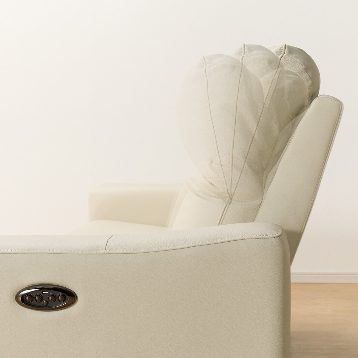 ニトリ／2人掛けワイド電動リクライニングソファUM01 IVBOX付き2モーター 2人掛け電動リクライニングワイドソファ 収納ユニット付き 本革(一部