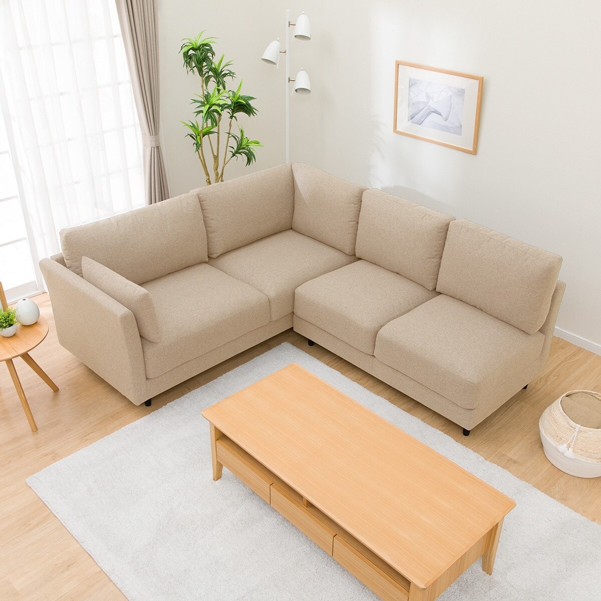 傷・汚れに強い コーナーソファセット ヘッドレスト付き 布張りタイプ