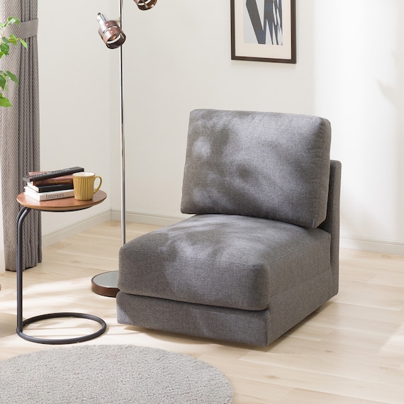 1人掛け肘無しソファ 布張りタイプ (CS01 H-DGY) 2枚目画像