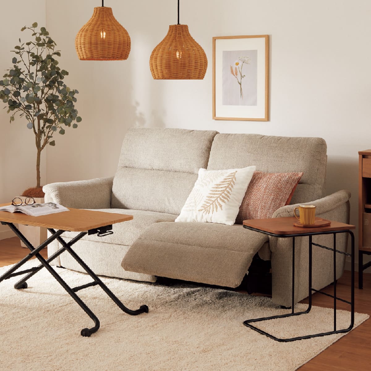 3人掛け電動リクライニングソファ 布張りタイプ (KK6133 BE) | ニトリ