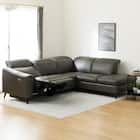 電動リクライニングコーナーソファ 本革(一部合成皮革)タイプ (LB066 左カウチ C2DGY) 1枚目画像