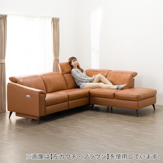 電動リクライニングコーナーソファ 本革(一部合成皮革)タイプ (LB066 左カウチ C2DGY) 16枚目画像