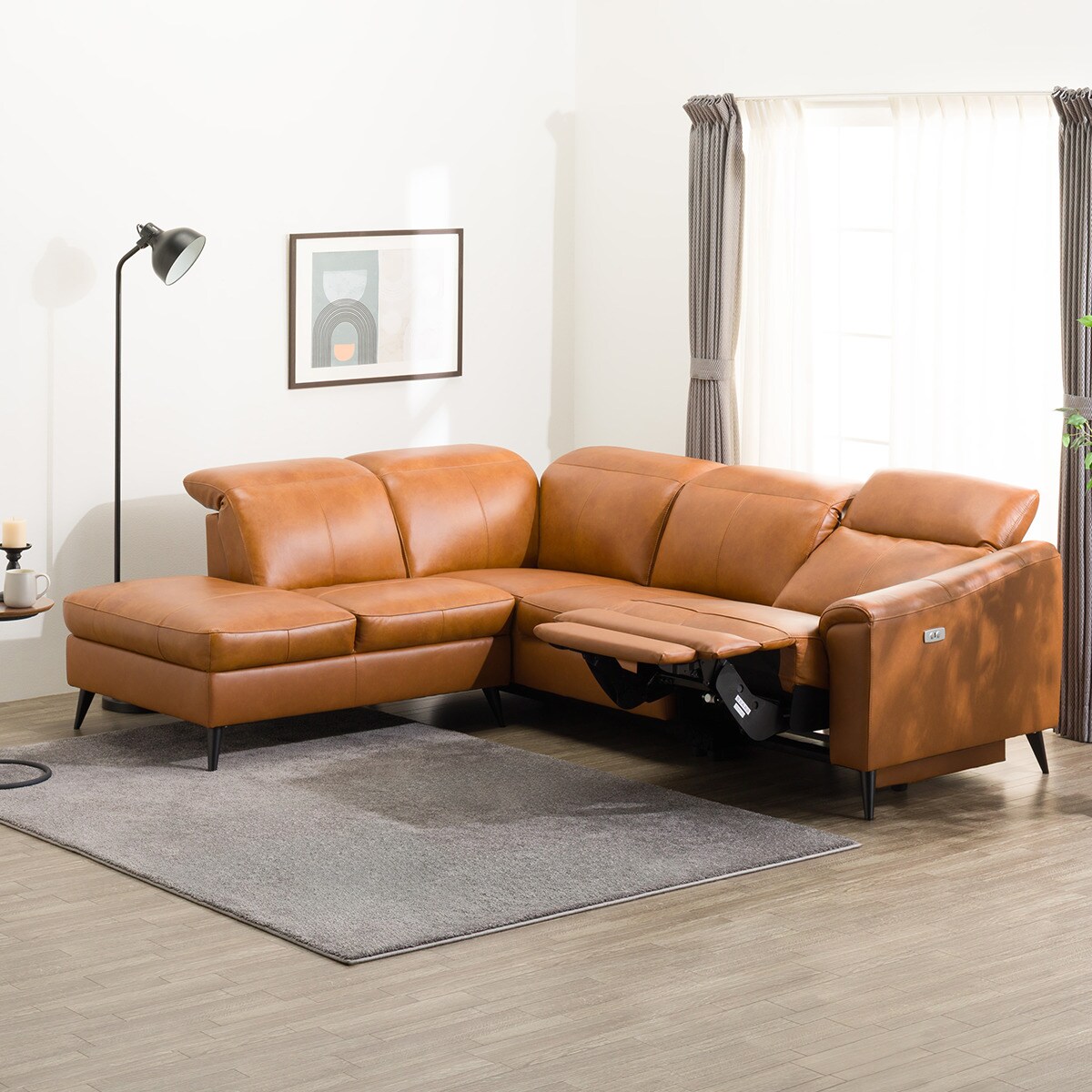 電動リクライニングコーナーソファ 本革(一部合成皮革)タイプ (LB066