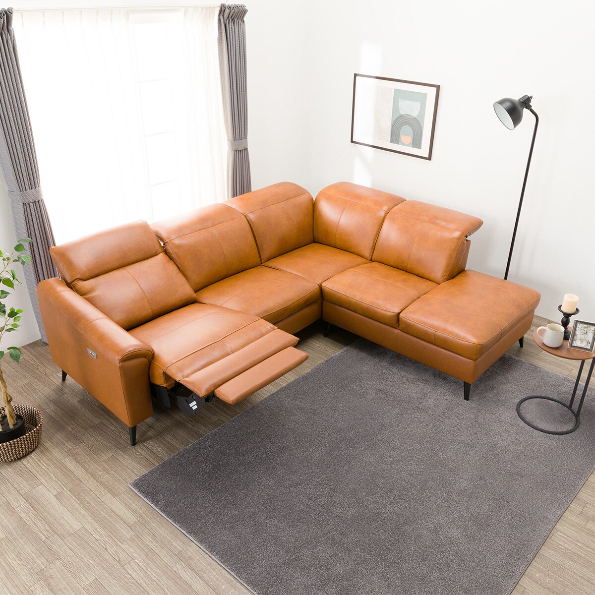 電動リクライニングコーナーソファ 本革(一部合成皮革)タイプ (LB066