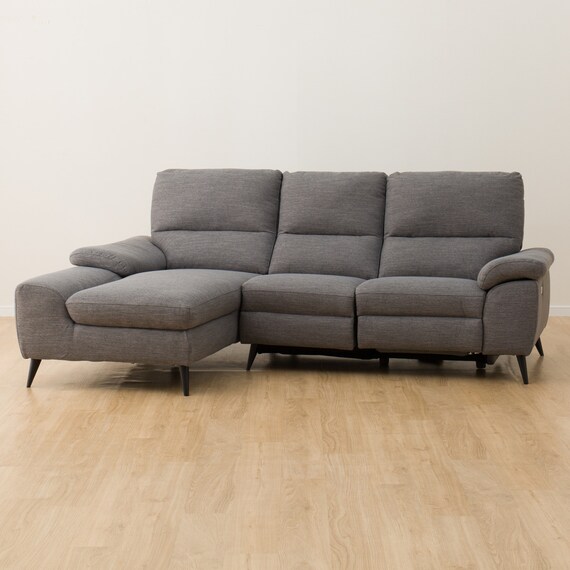 電動カウチソファ 布張りタイプ (LB033 右カウチ DR-GY) 10枚目画像