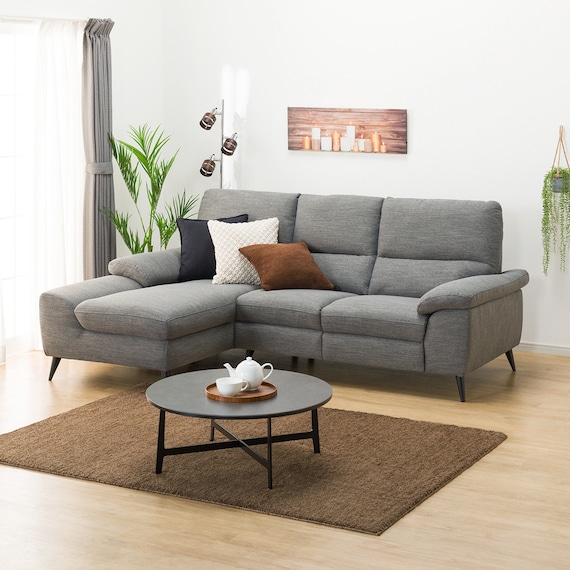 カウチソファ 布張りタイプ (LB033 右カウチ DR-GY) 1枚目画像