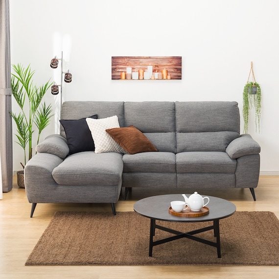 カウチソファ 布張りタイプ (LB033 右カウチ DR-GY) 5枚目画像