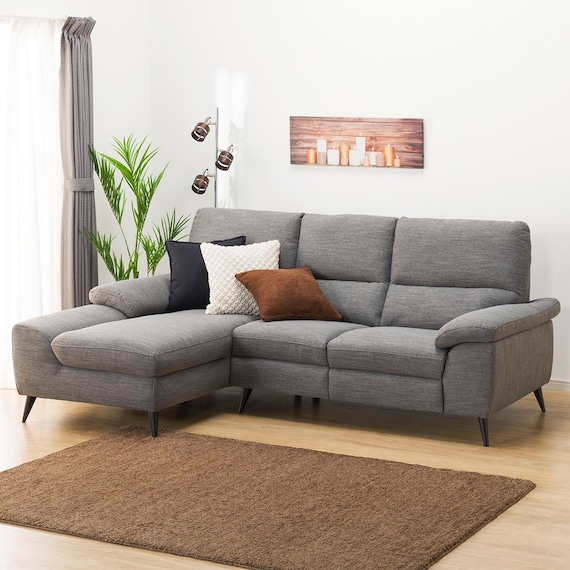 カウチソファ 布張りタイプ (LB033 右カウチ DR-GY) 6枚目画像