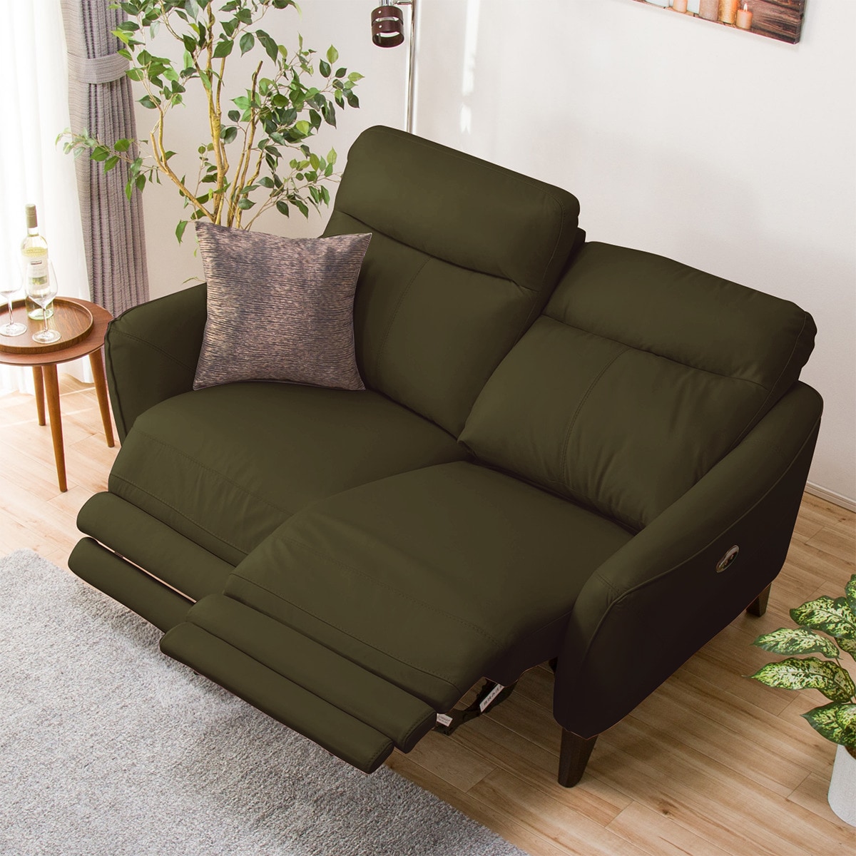 【急遽値下げ】ニトリ 2人掛け 両電動ソファ アネーロ ブラック 2021年1月 2人掛け両電動リクライニングソファ 本革(一部合成皮革)タイプ