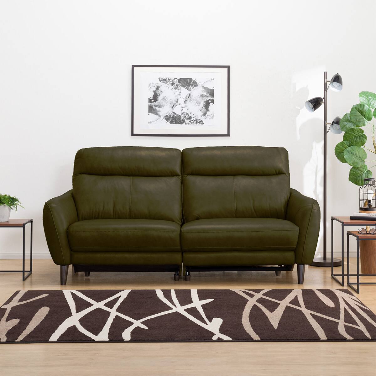 3人掛け左電動リクライニングソファ 本革(一部合成皮革)タイプ