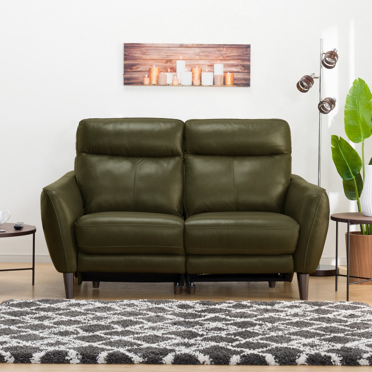 2人掛け左電動リクライニングソファ 本革(一部合成皮革)タイプ